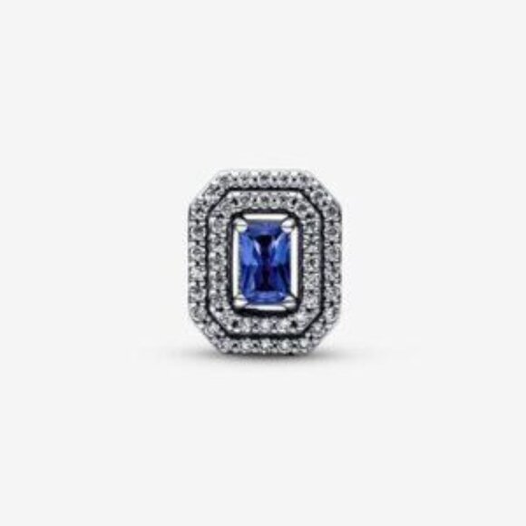 Pandora Blue Sparkling Leveled Rectangular Charm - Picture 3 of 4